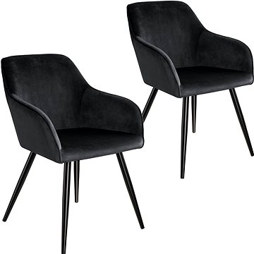 2× Židle Marilyn sametový vzhled černá, černá (404050)
