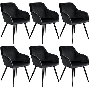 6× Židle Marilyn sametový vzhled černá, černá (404052)