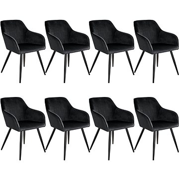 8× Židle Marilyn sametový vzhled černá, černá (404053)