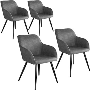 4× Židle Marilyn Stoff, šedo, černá (404063)