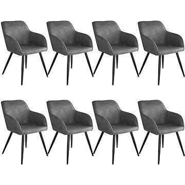 8× Židle Marilyn Stoff, šedo, černá (404065)