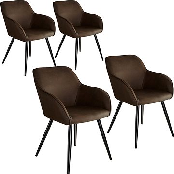 4× Židle Marilyn Stoff, tmavě hnědá-černá (404071)