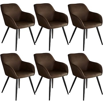 6× Židle Marilyn Stoff, tmavě hnědá-černá (404072)