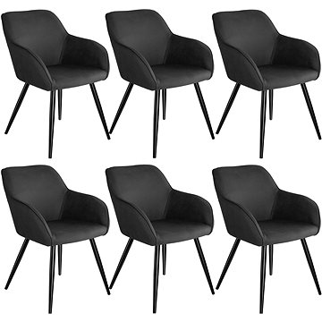 6× Židle Marilyn Stoff, antracit-černá (404076)
