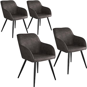 4× Židle Marilyn Stoff, tmavě šedá-černá (404079)