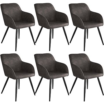 6× Židle Marilyn Stoff, tmavě šedá-černá (404080)