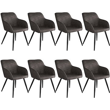 8× Židle Marilyn Stoff, tmavě šedá-černá (404081)