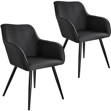 2× Židle Marilyn lněný vzhled, černá (404082)