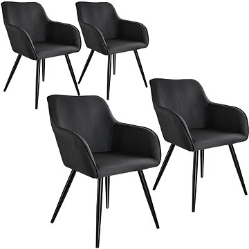 4× Židle Marilyn lněný vzhled, černá (404083)