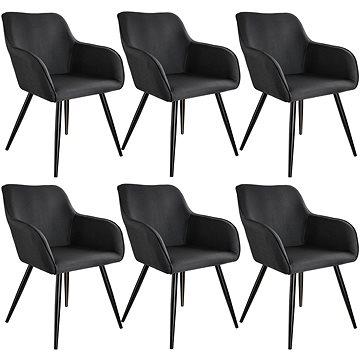 6× Židle Marilyn lněný vzhled, černá (404084)