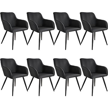 8× Židle Marilyn lněný vzhled, černá (404085)