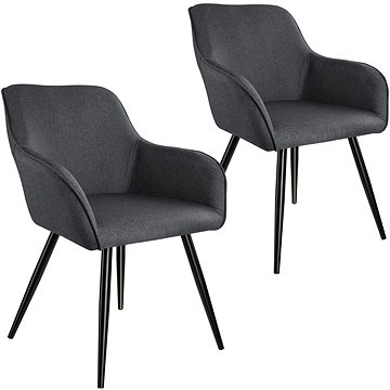 2× Židle Marilyn lněný vzhled, tmavě šedá (404086)