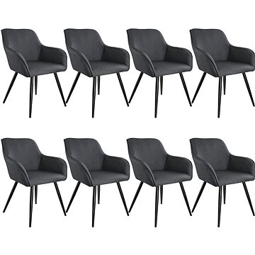 8× Židle Marilyn lněný vzhled, tmavě šedá-černá (404089)
