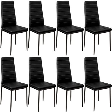 8× Jídelní židle, syntetická kůže, černá (404118)