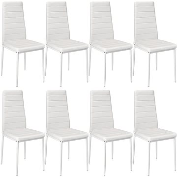 8× Jídelní židle, syntetická kůže, bílá (404120)