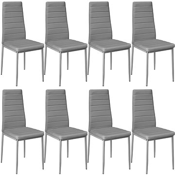 8× Jídelní židle, syntetická kůže, šedá (404121)