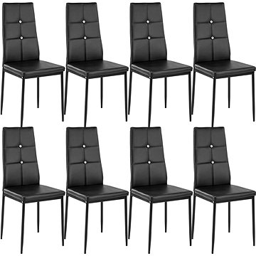 8× Jídelní židle, ozdobné kamínky, černá (404123)