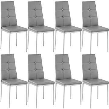 8× Jídelní židle, ozdobné kamínky, šedá (404124)