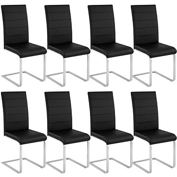 8× Houpací židle, umělá kůže, černá (404127)