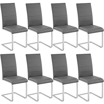 8× Houpací židle, umělá kůže, šedá (404129)