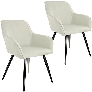 2× Židle Marilyn lněný vzhled, krémová/černá (404674)