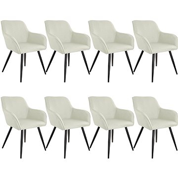 8× Židle Marilyn lněný vzhled, krémová/černá (404677)