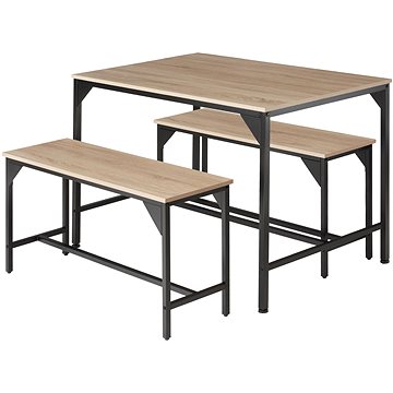 Sestava stolu a laviček Bolton 2+1 Industrial světlé dřevo, dub Sonoma (404341)