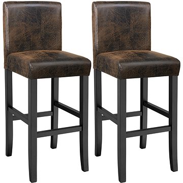 2 Barové židle dřevěné vintage hnědé (403584)
