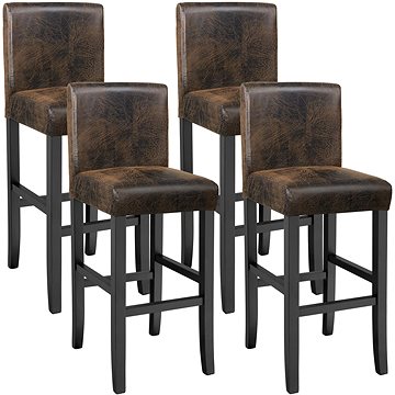 4 Barové židle dřevěné vintage hnědé (403585)