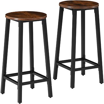 2 Barové židle Corby Industrial tmavé dřevo (404332)