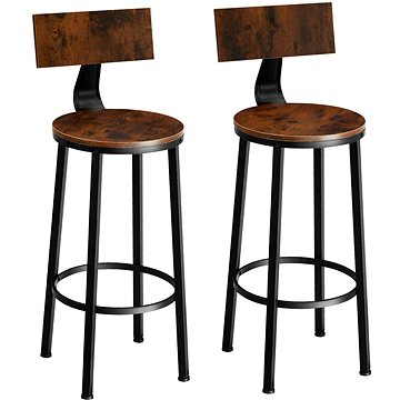 2 Barové židle Poole Industrial tmavé dřevo (404350)