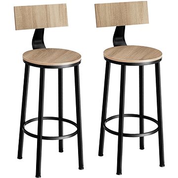 2 Barové židle Poole Industrial světlé dřevo, dub Sonoma (404351)