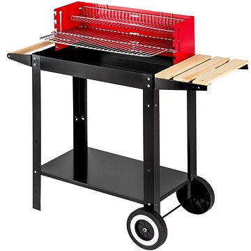 Grilovací vozík na dřevěné uhlí černý/červený (402329)