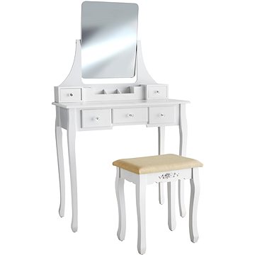 Toaletní stolek Claire s taburetem bílý (403636)