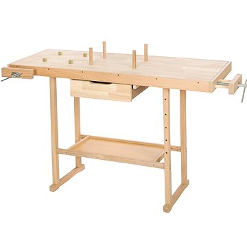 Dílenský stůl Ponk2 dřevěný se svěráky hnědáý (401451)