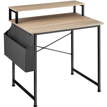 Tectake Psací stůl s policí a látkovým úložným boxem, Industrial světlé dřevo, dub Sonoma,80 cm (404663)