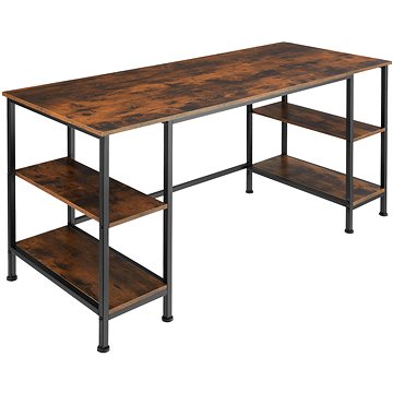 Tectake Počítačový stůl Stoke 137×55×75cm, Industrial tmavé dřevo (404346)