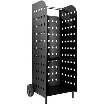 Tectake vozík a zásobník na dřevo ke krbu extra široký, černá (400586)