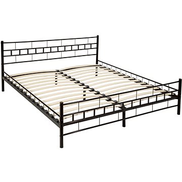 Kovová postel dvoulůžková včetně lamelových roštů - 200 × 180 cm,černá (401720)