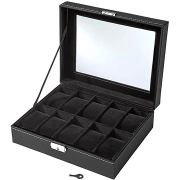 Tectake Box na 10 hodinek vč. klíče - černá (401537)