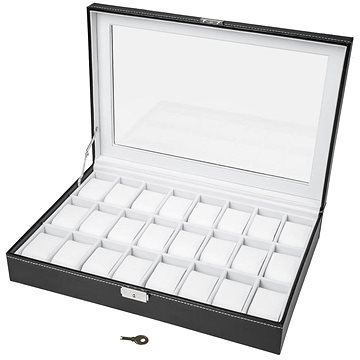 Tectake Box na hodinky s 24 přihrádkami vč.klíče - bílá (401538)