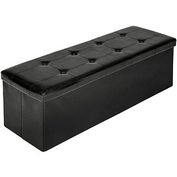 Taburet skládací s úložným prostorem 110×38×38cm, černá (401822)
