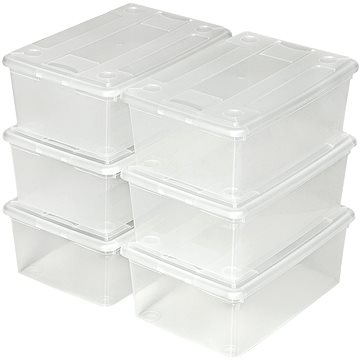 Tectake Úložné boxy plastové krabice sada 6 dílná - průhledná (401685)