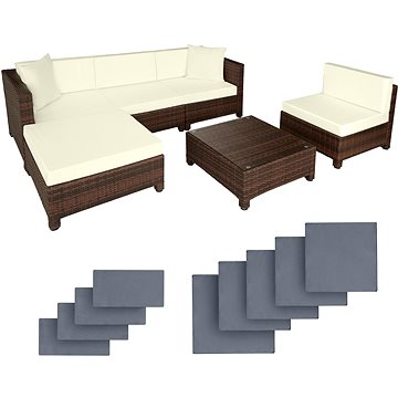 TECTAKE Set zahradního nábytku vč. povlaků ve 2 barvách, černá/hnědá (403834)