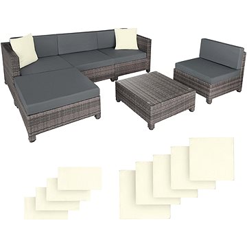 TECTAKE Set zahradního nábytku vč. povlaků ve 2 barvách, šedý (403835)