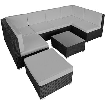 Tectake Zahradní ratanový nábytek BENÁTKY, černá/šedá (404297)