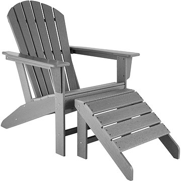 Tectake Zahradní židle s podnožkou, světle šedá (404609)