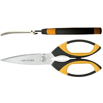 Nůžky na tech.tkaniny,zahnuté-pogum.rukojeť (černé/žluté); Kretzer Solingen FINNY 743020-g; mikrozou (743020-g)