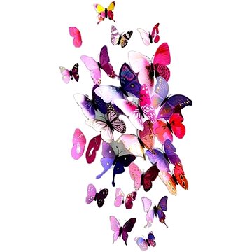 Sada fialových dekoračních motýlů 12ks (3D01)