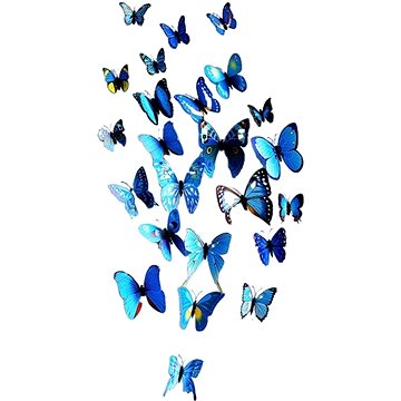Sada modrých dekoračních motýlů 12ks (3D02)